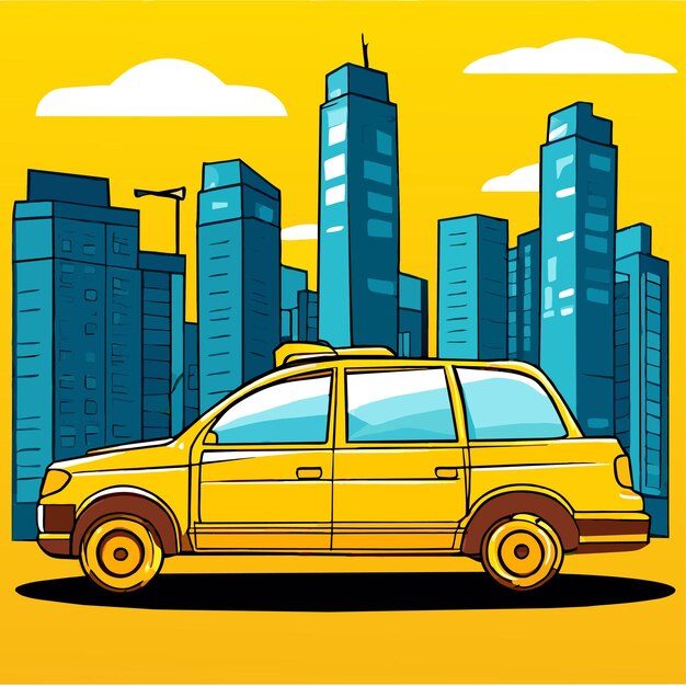 Vector transport service taxi in the city vector illustration