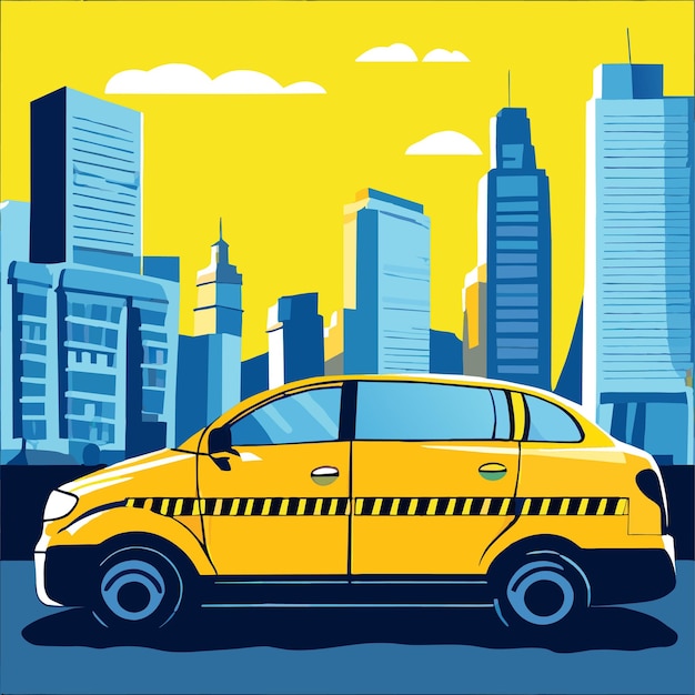 Вектор Транспортная услуга такси в городской векторной иллюстрации