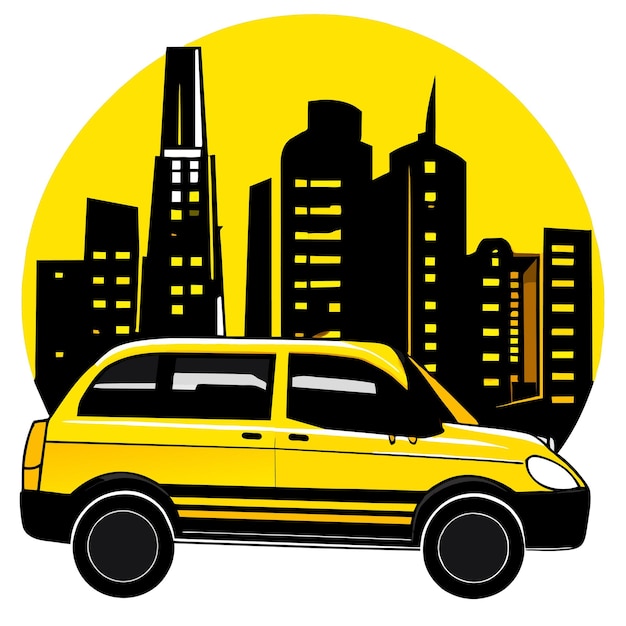 ベクトル 都市のベクトルイラストの交通サービスタクシー