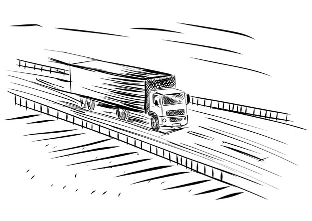 수송 트럭과 도로