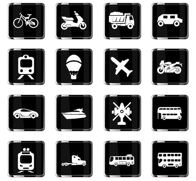 Transport types vector icons for user interface design