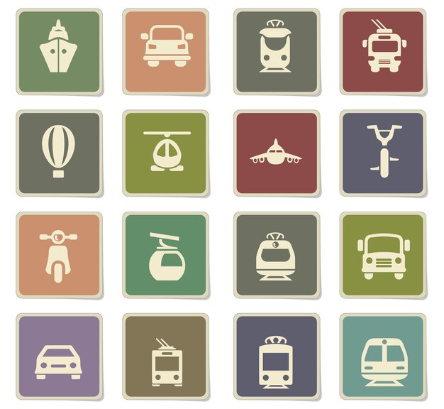 Vector transport vector icons on cardboard labels