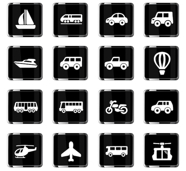 Transport vector icons for user interface design