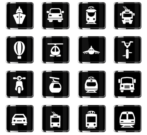 Transport vector icons for user interface design