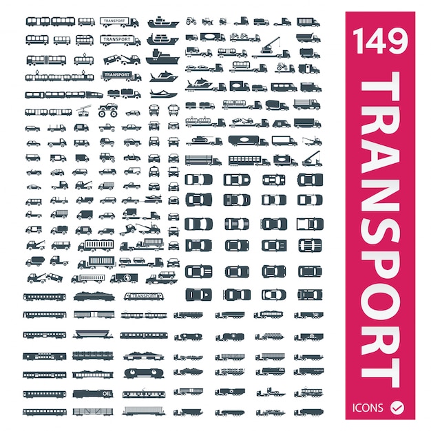 Transport vehicles icons collection