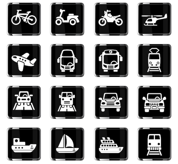 Transport web icons for user interface design