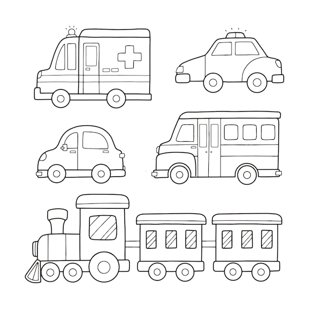 types of transportation coloring page