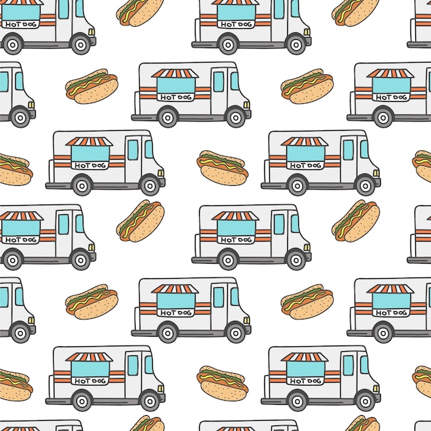 Vector transportation doodle seamless pattern