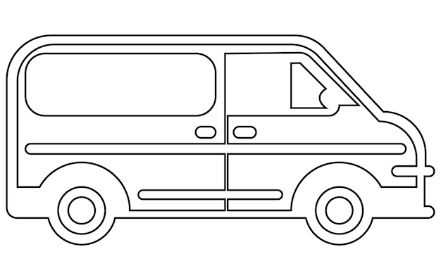 交通機関のアイコン アウトライン セット 都市の車と車両の輸送の概要