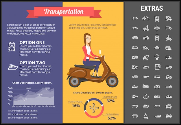 Modello ed elementi infographic di trasporto