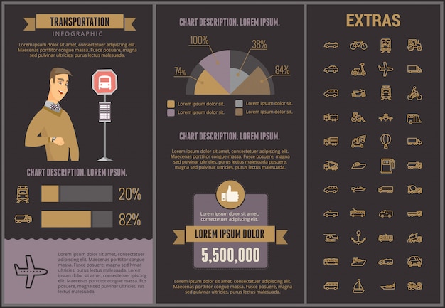 Modello ed elementi infographic di trasporto