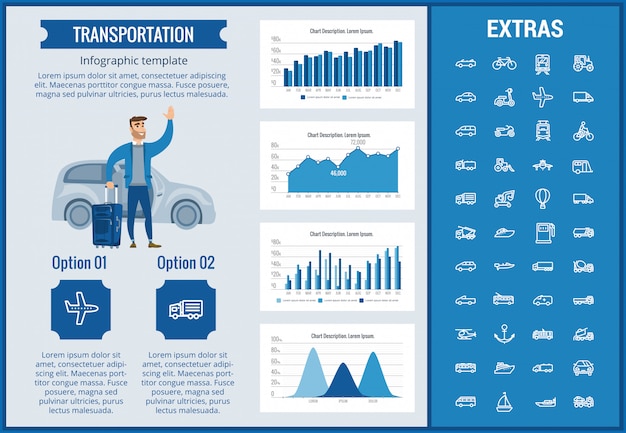 Vector transportation infographic template and elements.