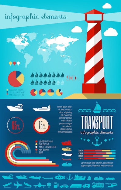 Modello di trasporto infografica.