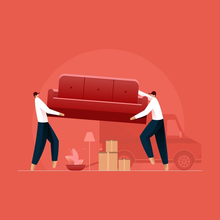 Vector transportation and relocation concept home moving services with household appliances