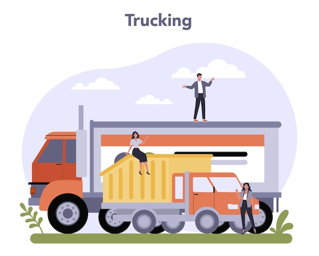 Vector transportation sector of the economy. trucking carriers logistic.