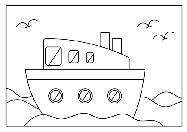 ベクトル 輸送車両の図面ぬり絵ページ