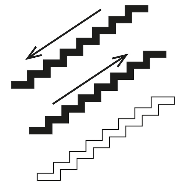 Trap icon set De bewegingsrichting op de trap Trap met pijlen omhoog en omlaag
