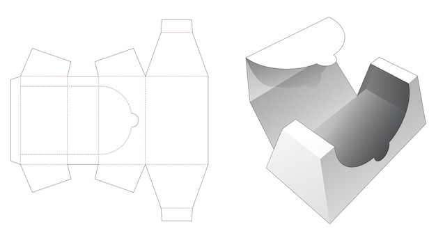 Trapeziumvormige doos met ritssluiting, gestanst sjabloon