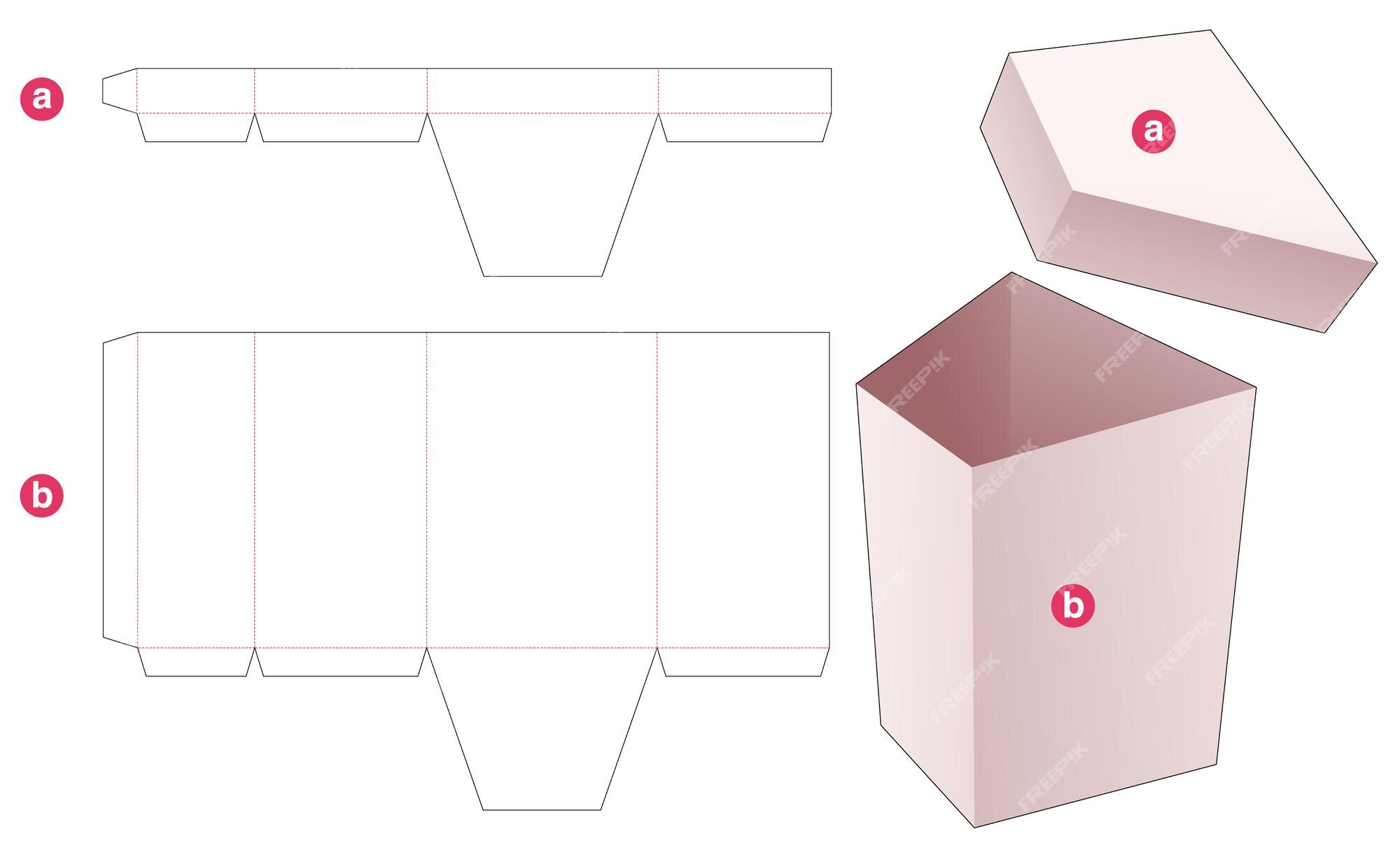 Premium Vector | Trapezoid box with a lid die cut template