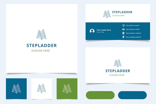 Trapladder-logo-ontwerp met bewerkbaar slogan-brandingboek