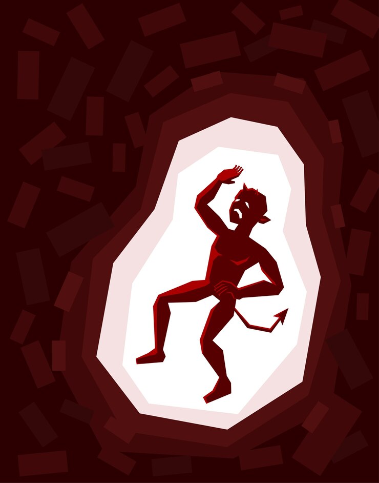 Vector trapped demon inside a cage