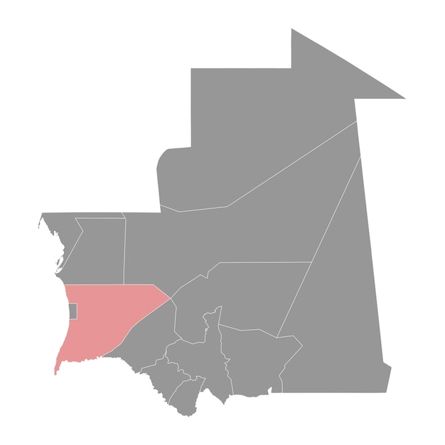trarza region map administrative division of mauritania vector illustration