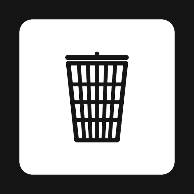 Икона корзины для мусора в простом стиле, изолированная на белом фоне Символ санитарии