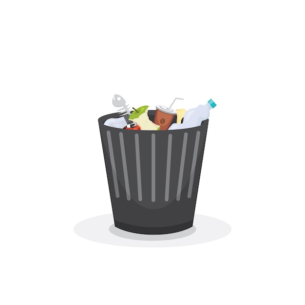 Vector trash bin garbage container and trash bin recycle symbol vector