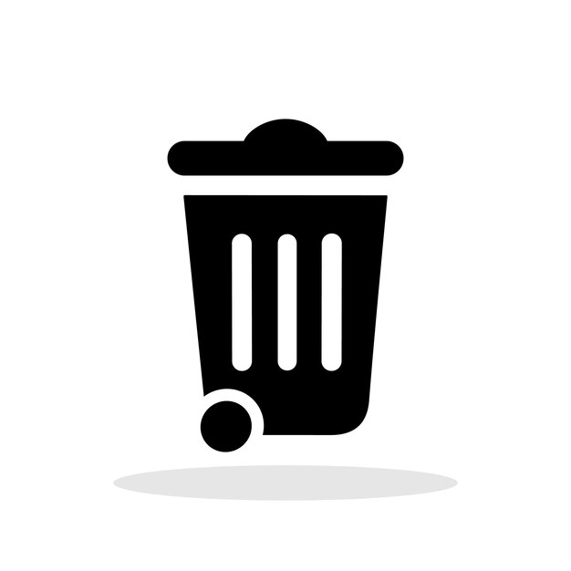 Икона мусорной корзины Черно-белый знак мусорной коробки