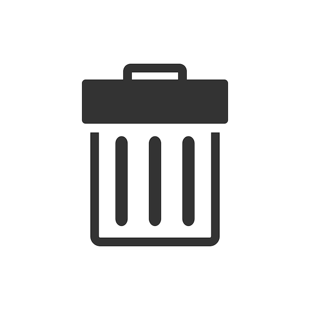 Trash bin icon in black and white