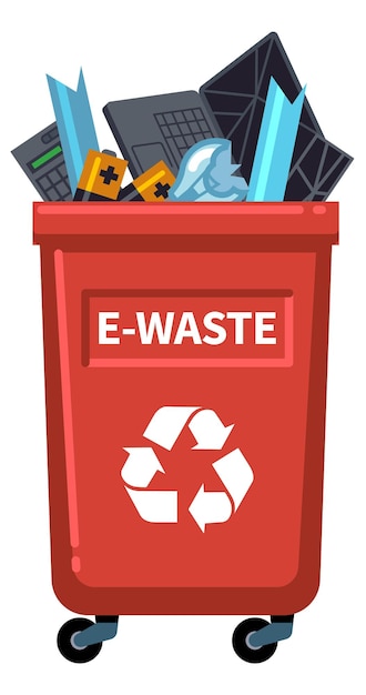 Trash can for electronic waste Gadgets recycling icon