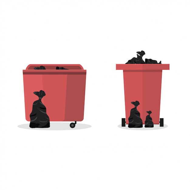 Vector trash can. flat design.