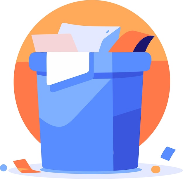 Trash can for recycling in UX UI flat style isolated on background