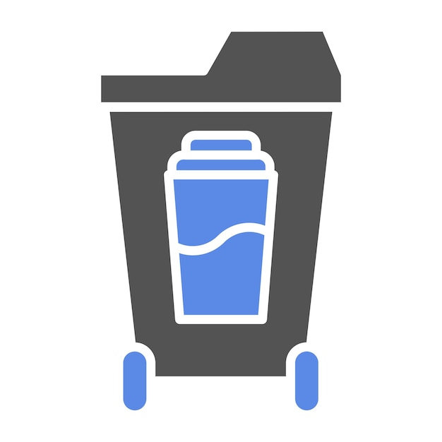 A trash can with a blue lid that says  take your coffee