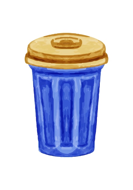 Trash can with watercolor