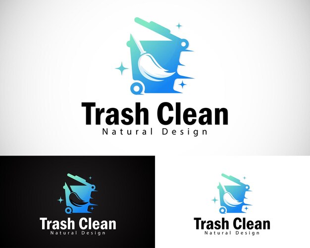 Vector trash clans logo creative design concept line icon modern junk