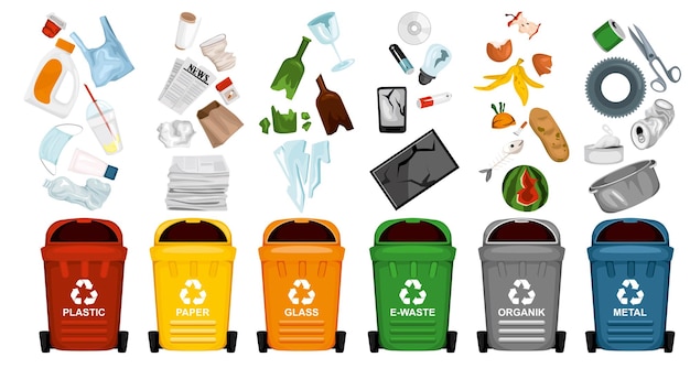 trash and containers set