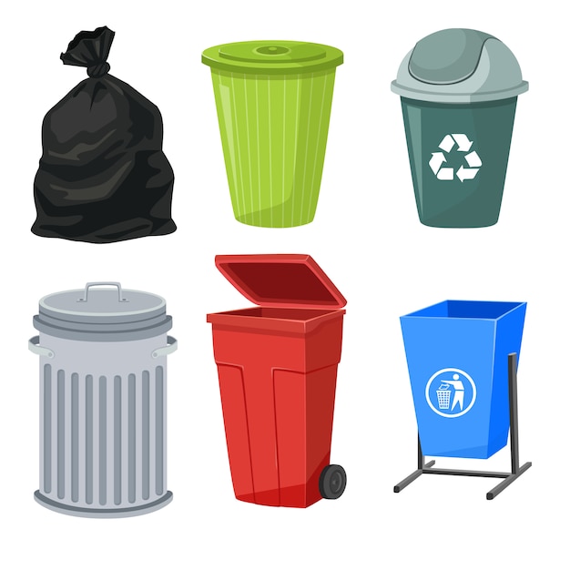 Vector trash containers set