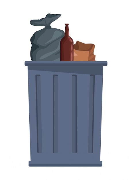 Vector trash garbage can icon cartoon