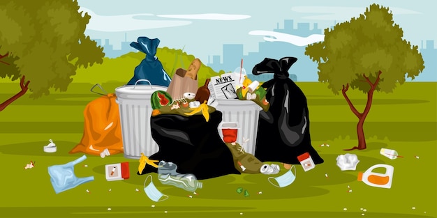 Trash Garbage Park Composition