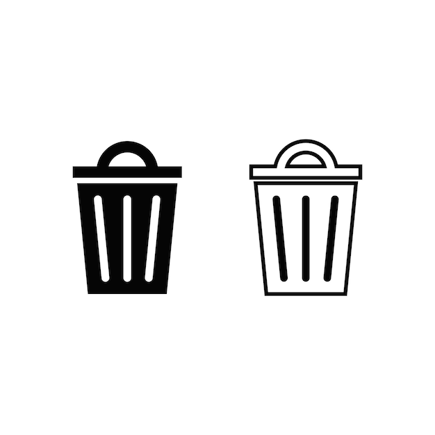 Trash icon silhouette and line on white background