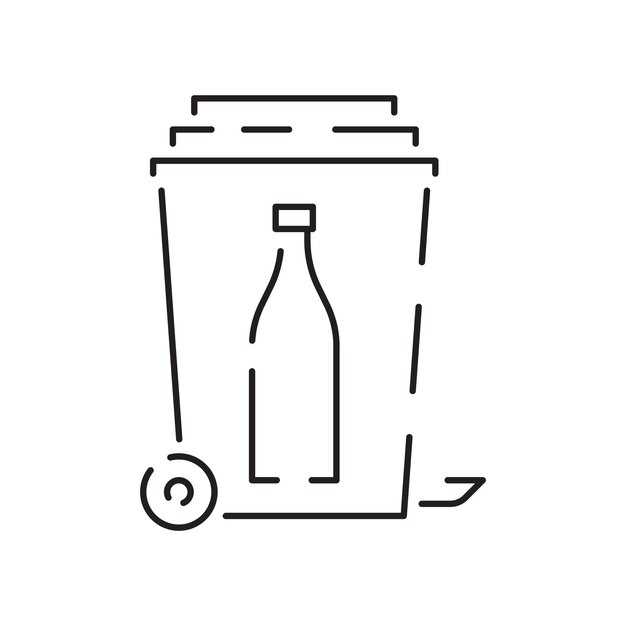 Trash line icon vector Recycle materiaal illustratie teken Groen symbool Vuilnis vuilnis Glas en plastic fles