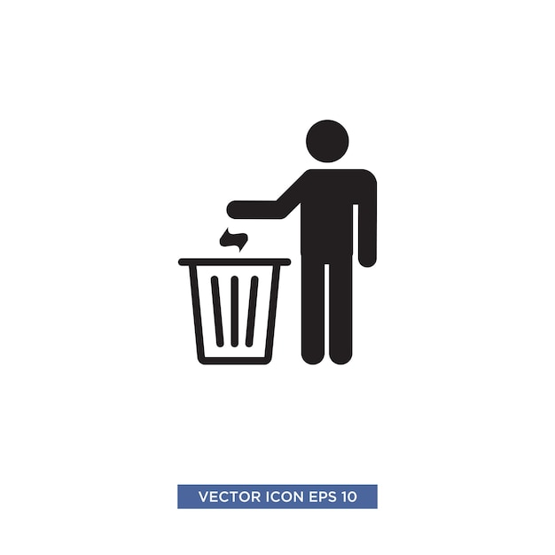 Trash and man icon vector illustration