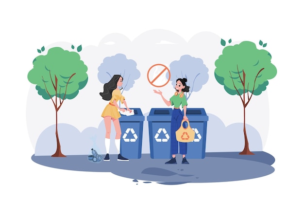 Trash Management Illustration concept on white background