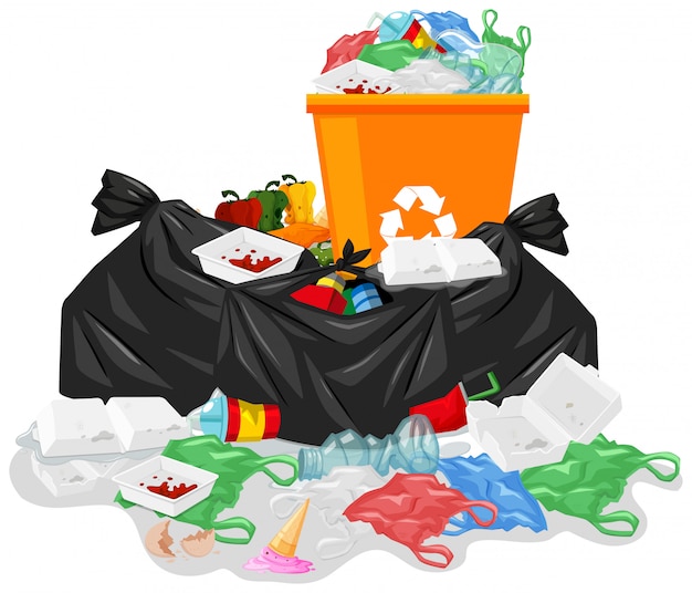 Vector trash on white background