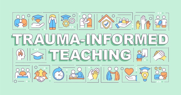 Trauma informed teaching word concepts green banner