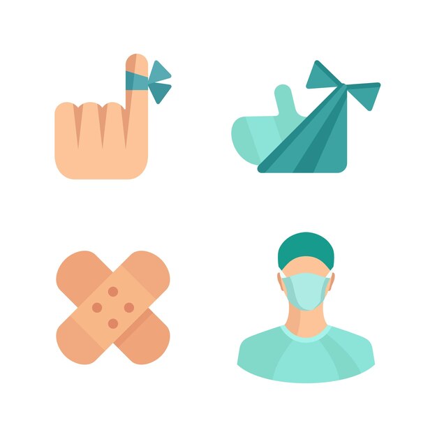Vector trauma medical clinic department flat style vector icon set