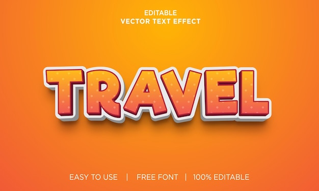 Travel 3d editable text effect Premium Vector