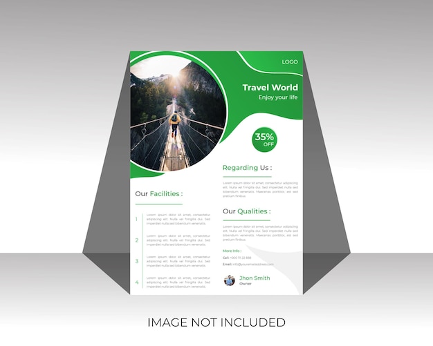 Travel a4 flyer design and brochure cover page template