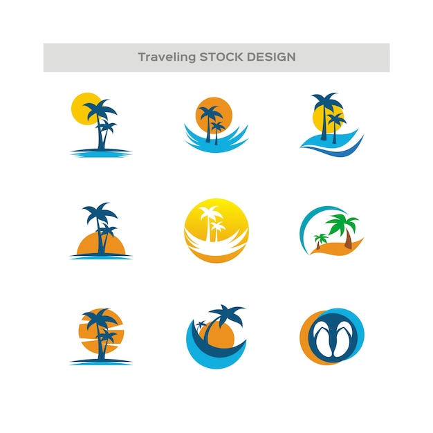 Travel abstract logos set